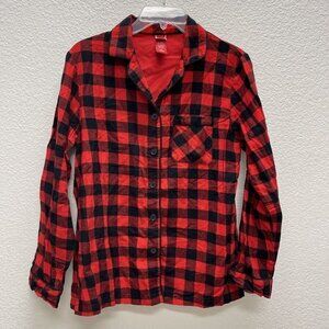 Wondershop Womens Small Pajama Shirt Buffalo Plaid Flannel Sleep Pjs Christmas